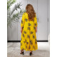 Распродаж! Штапельна жіноча довга літня сукня розмір один 52-60 принт ромб жовте
