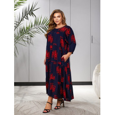 Распродаж! Штапельна жіноча довга літня сукня розмір один 52-60 принт ромб