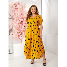 Жовта штапельна сукня для жінок принт горох розмір один 54-58