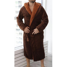 Махровый халат большого размера цвет коричневый 