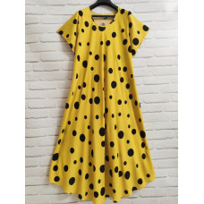 Жовта штапельна сукня для жінок принт горох