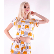 Женская молодежная пижама шорты и топик с котятами
