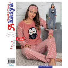 Женсккя пижама махровая принт сова